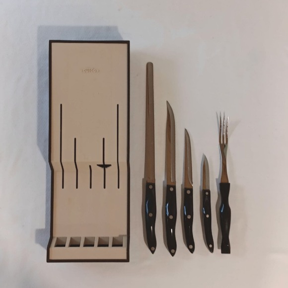 CUTCO 5 PC Knife Fork Set w/ Space Saver Storage Tray Wall Mount - Picture 1 of 12